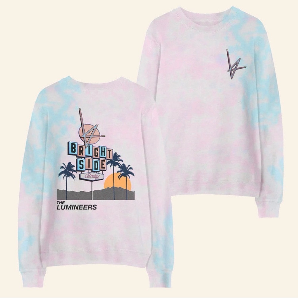 The Lumineers Brightside tour Pastel Tie-Dye Crewneck Sweatshirt